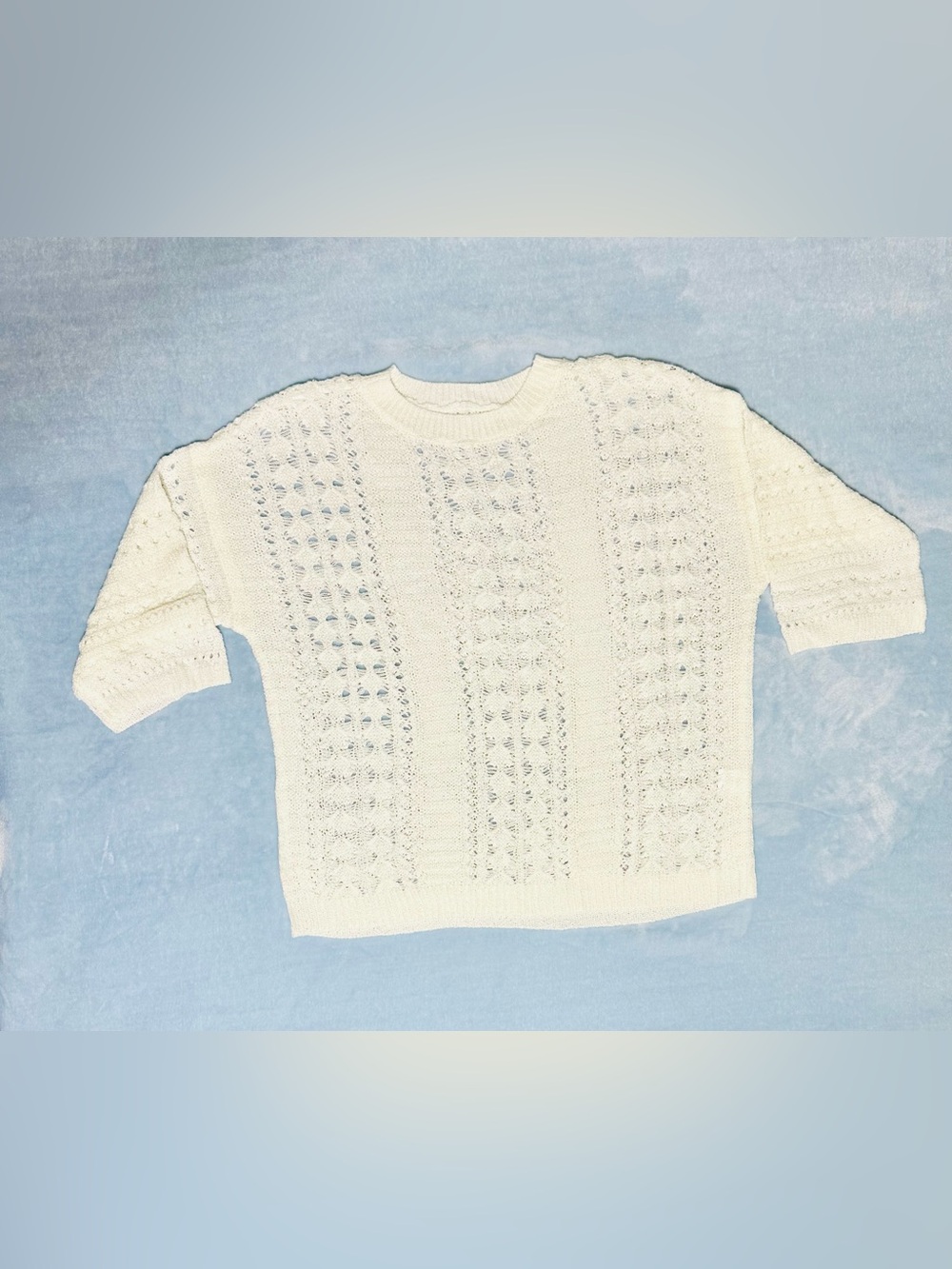 Classic Ivory Open-Knit Women's Sweater